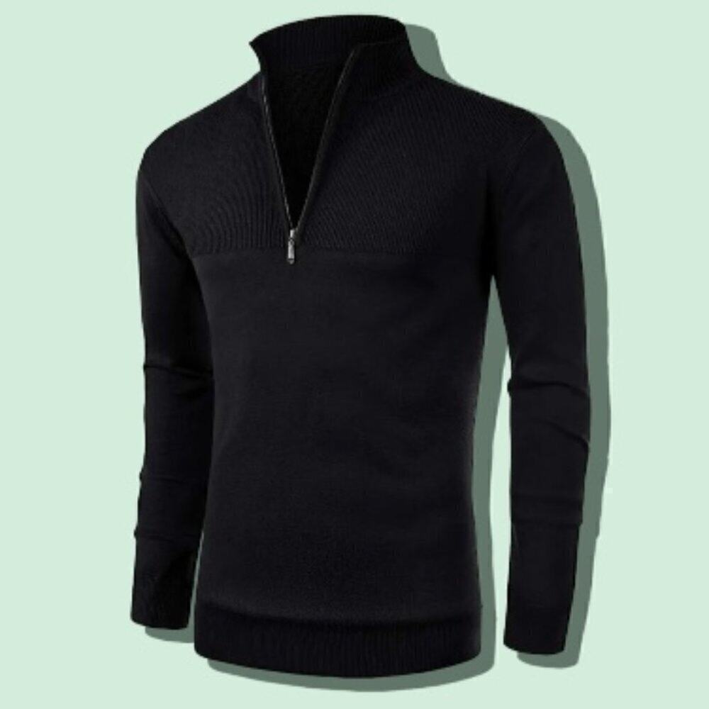 NITAGUT Quarter-Zip Mock-Neck Sweater Size 2XL Black